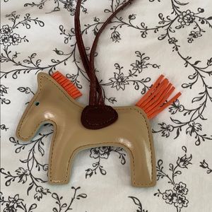 Tan and coral horse purse charm